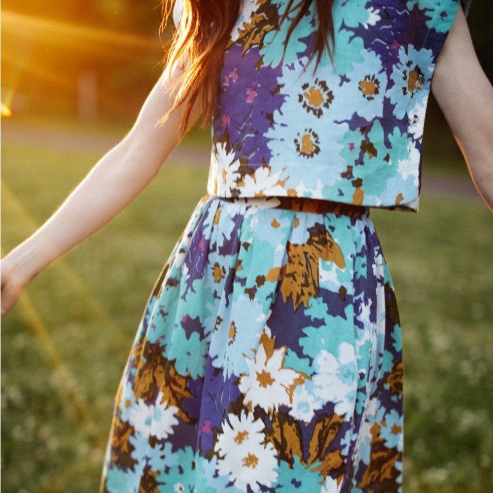 Liz Alig Floral Print Matching Set - Vintage Floral Pattern - XL +